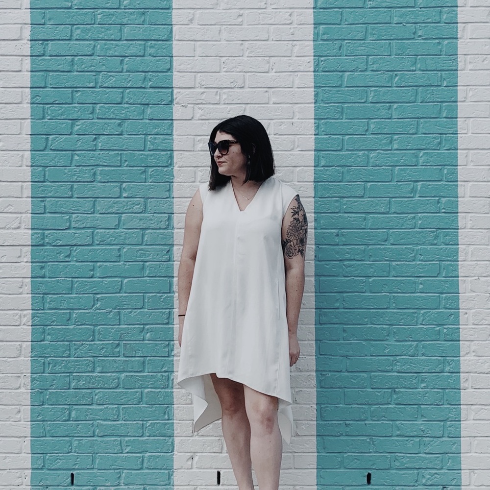 RACHEL Rachel Roy Cream V-Neck Dress with pockets
